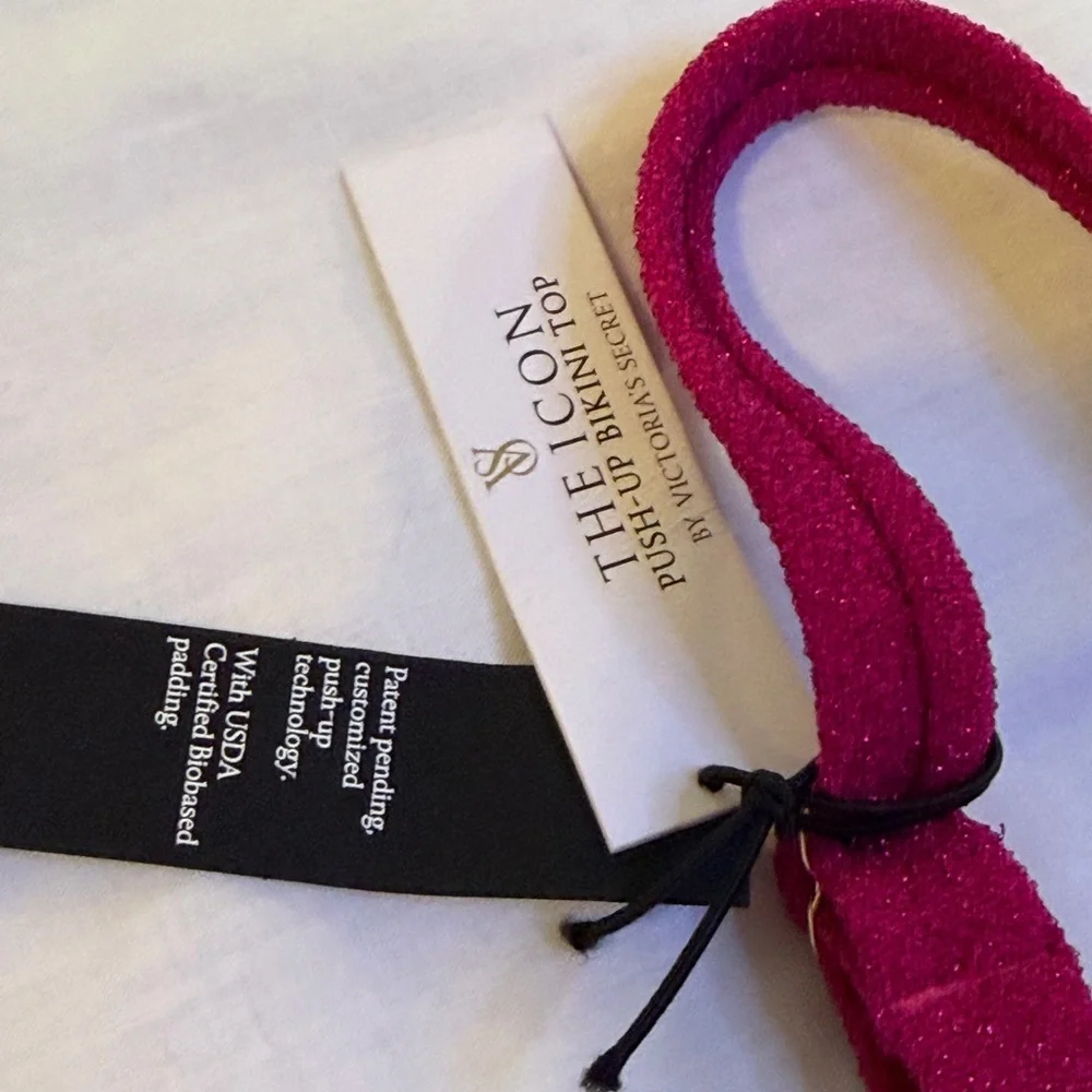 NWT Victoria's Secret Icon Sparkly Fuchsia Push-up Bikini Top